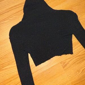 Sparkly Black Turtleneck Cropped Sweater